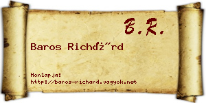 Baros Richárd névjegykártya
